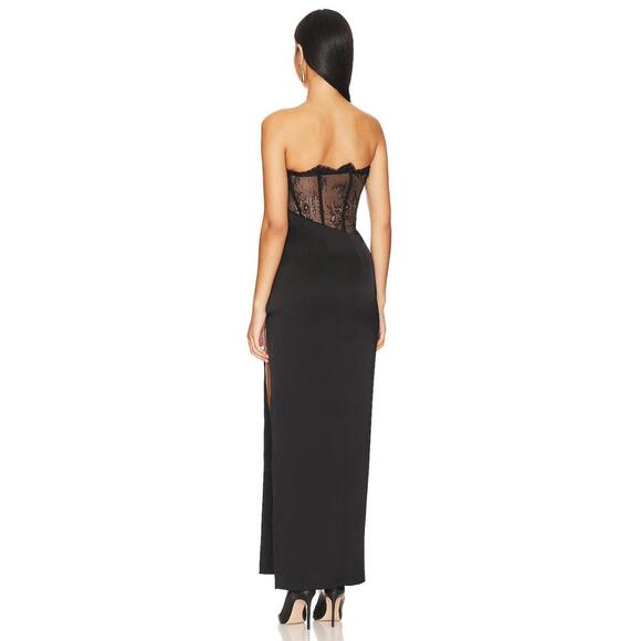NBD NALANI DRESS maxi black strapless lace - Picture 2 of 8